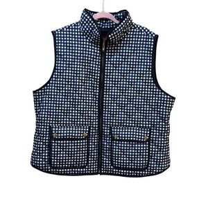 The Savile Row Co London Womens Size 3X Gingham Puffer‎ Vest in Blue Preppy